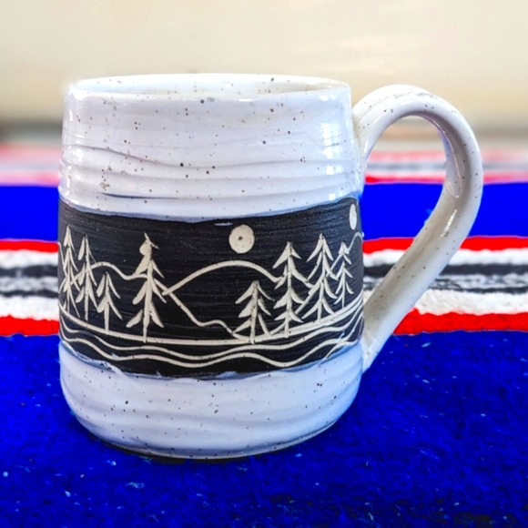HANDMADE Ceramic Mug | "Mountains " Unique Art Glazed Pottery - Picture 2 of 6